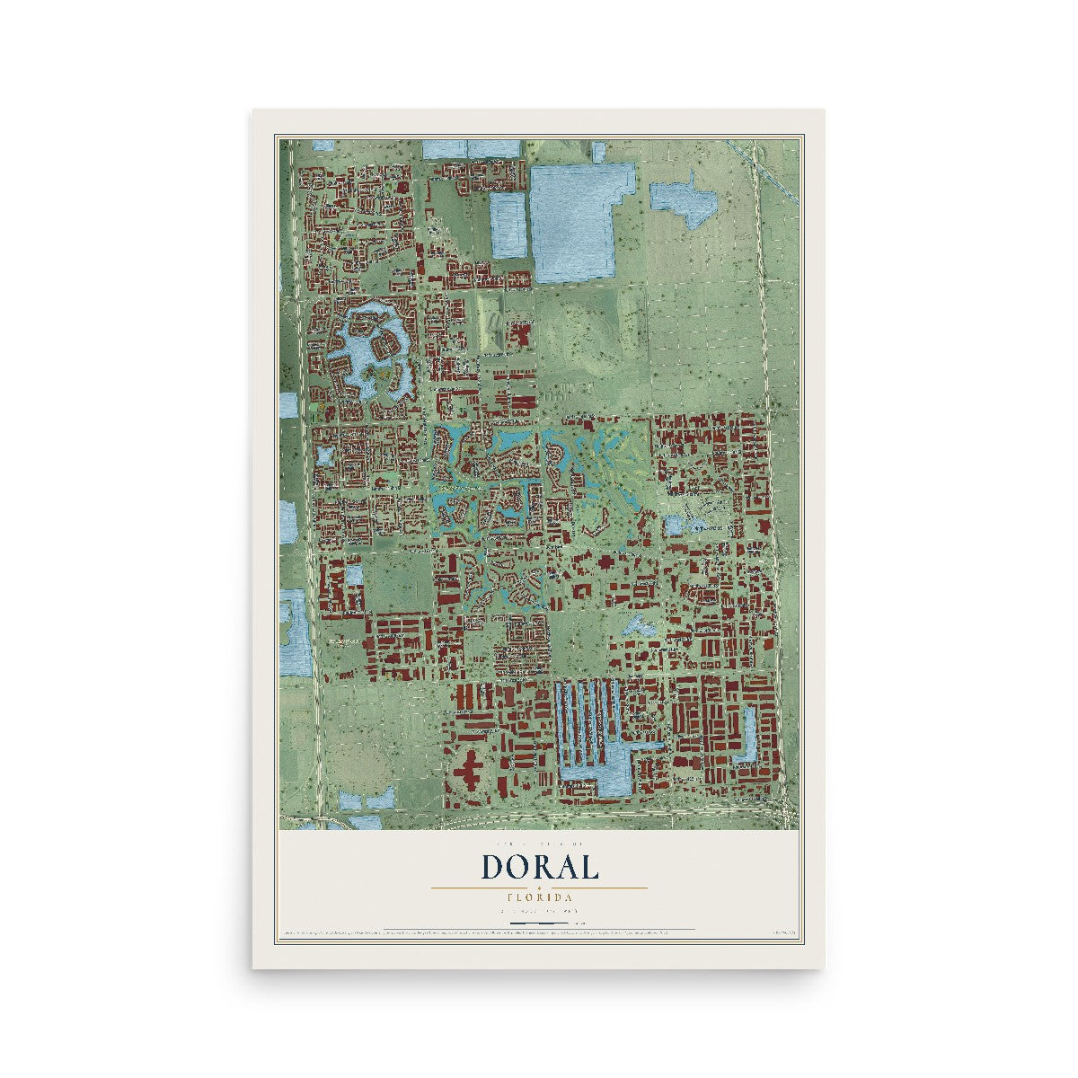 Doral, Florida map print, 12" x 18" Archival Matte Print mockup