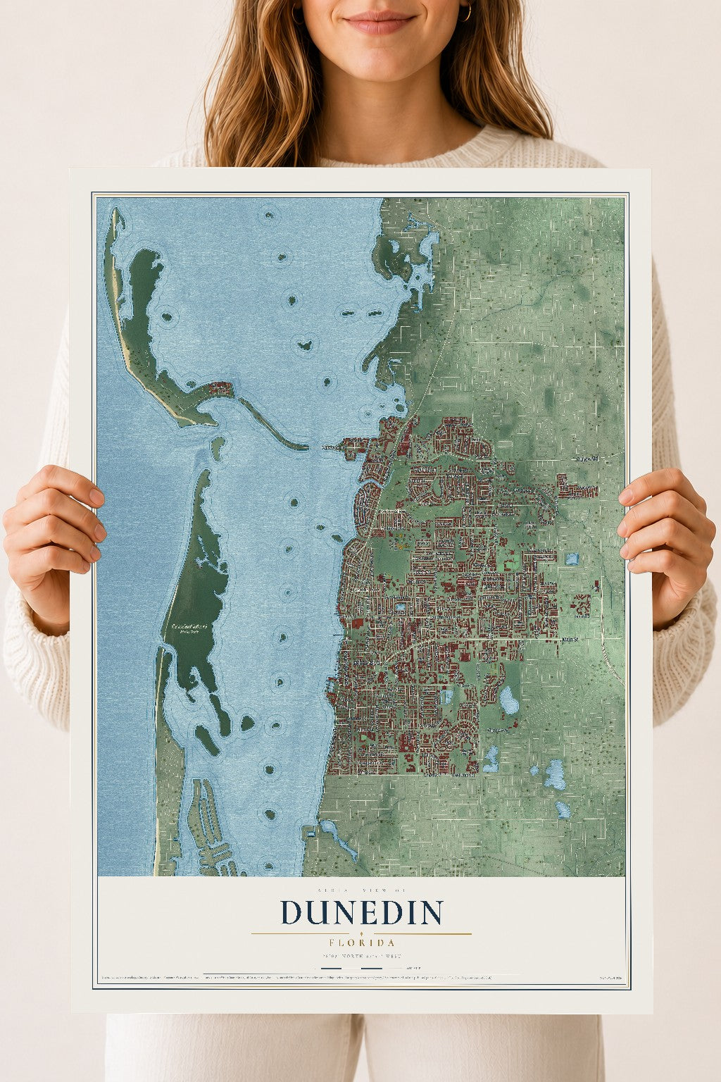 Dunedin, Florida map print, 18" x 24" Archival Matte Print mockup