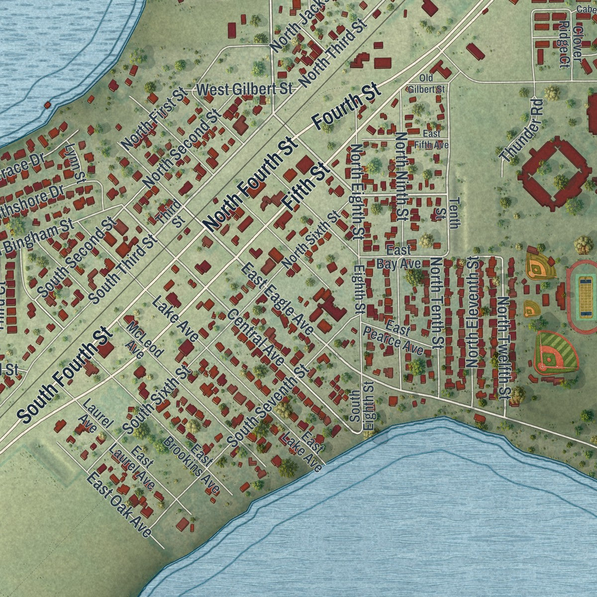 Close-up 1 of the Eagle Lake, Florida map artwork