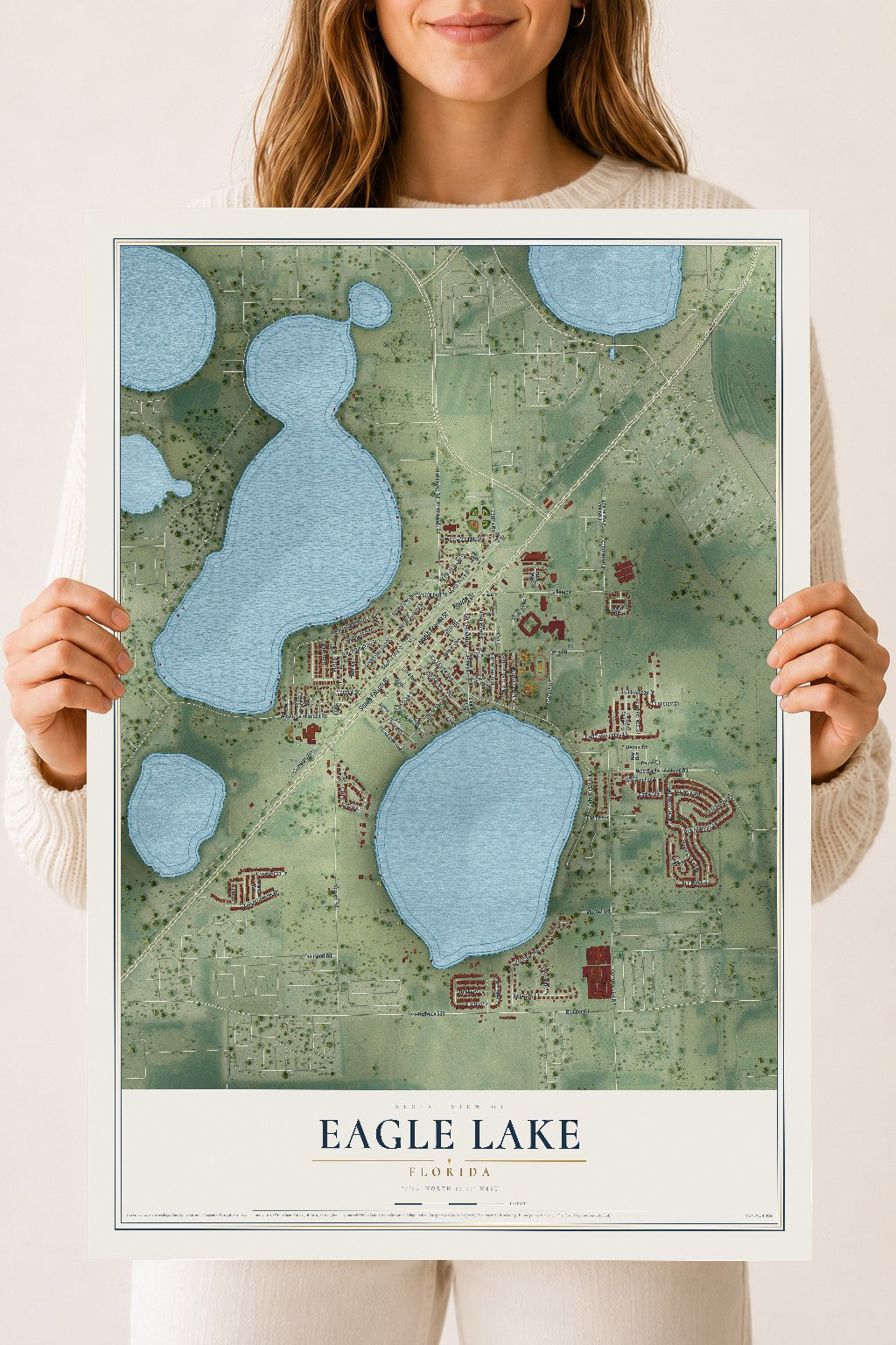 Eagle Lake, Florida map print, 18" x 24" Archival Matte Print mockup