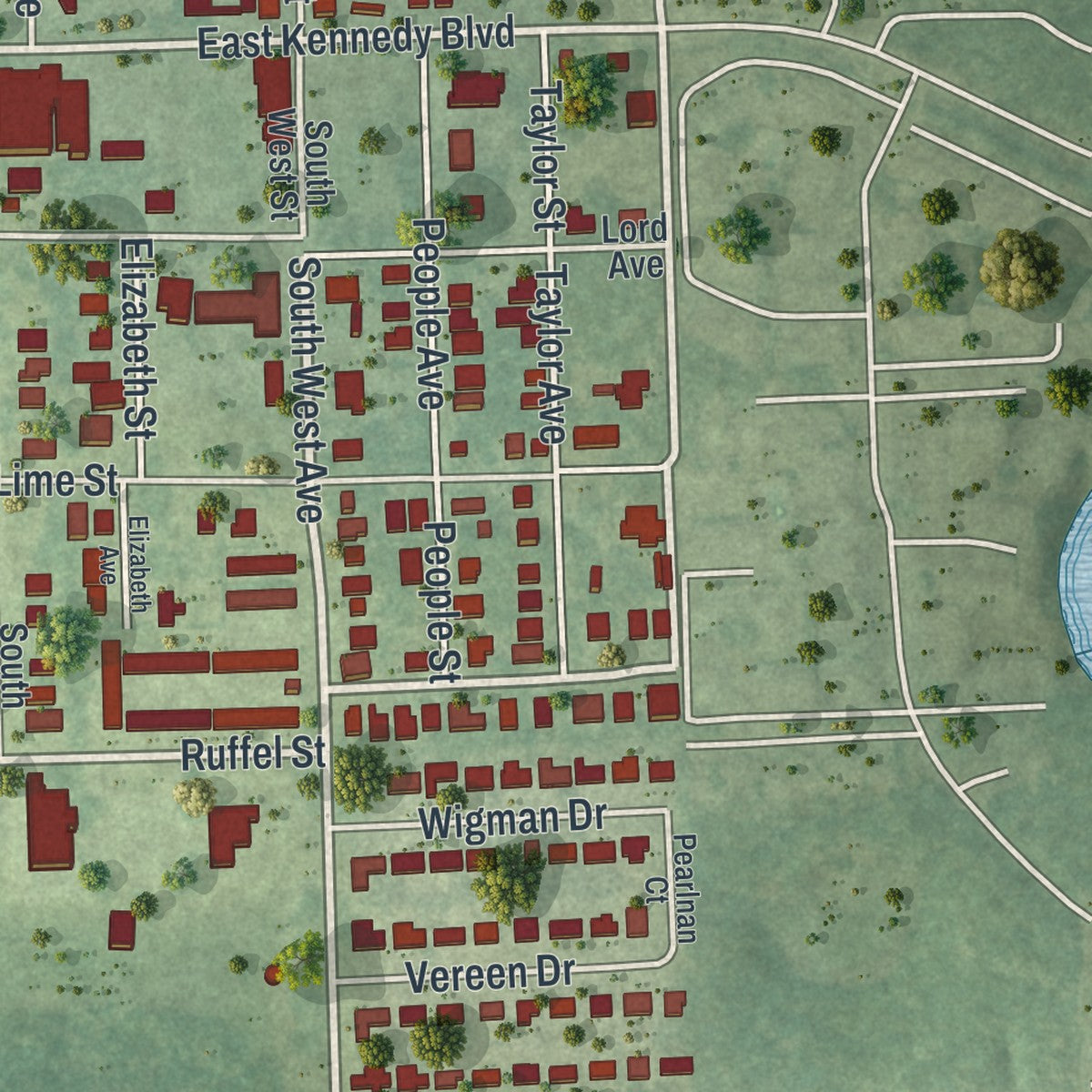 Close-up 1 of the Eatonville, Florida map artwork