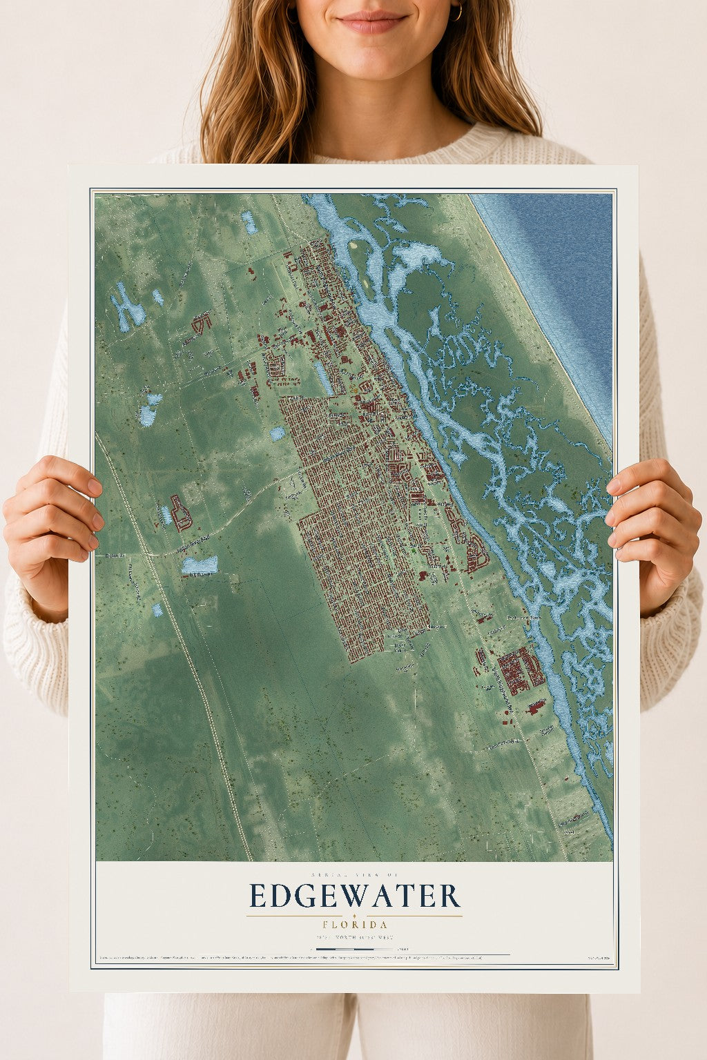 Edgewater, Florida map print, 18" x 24" Archival Matte Print mockup