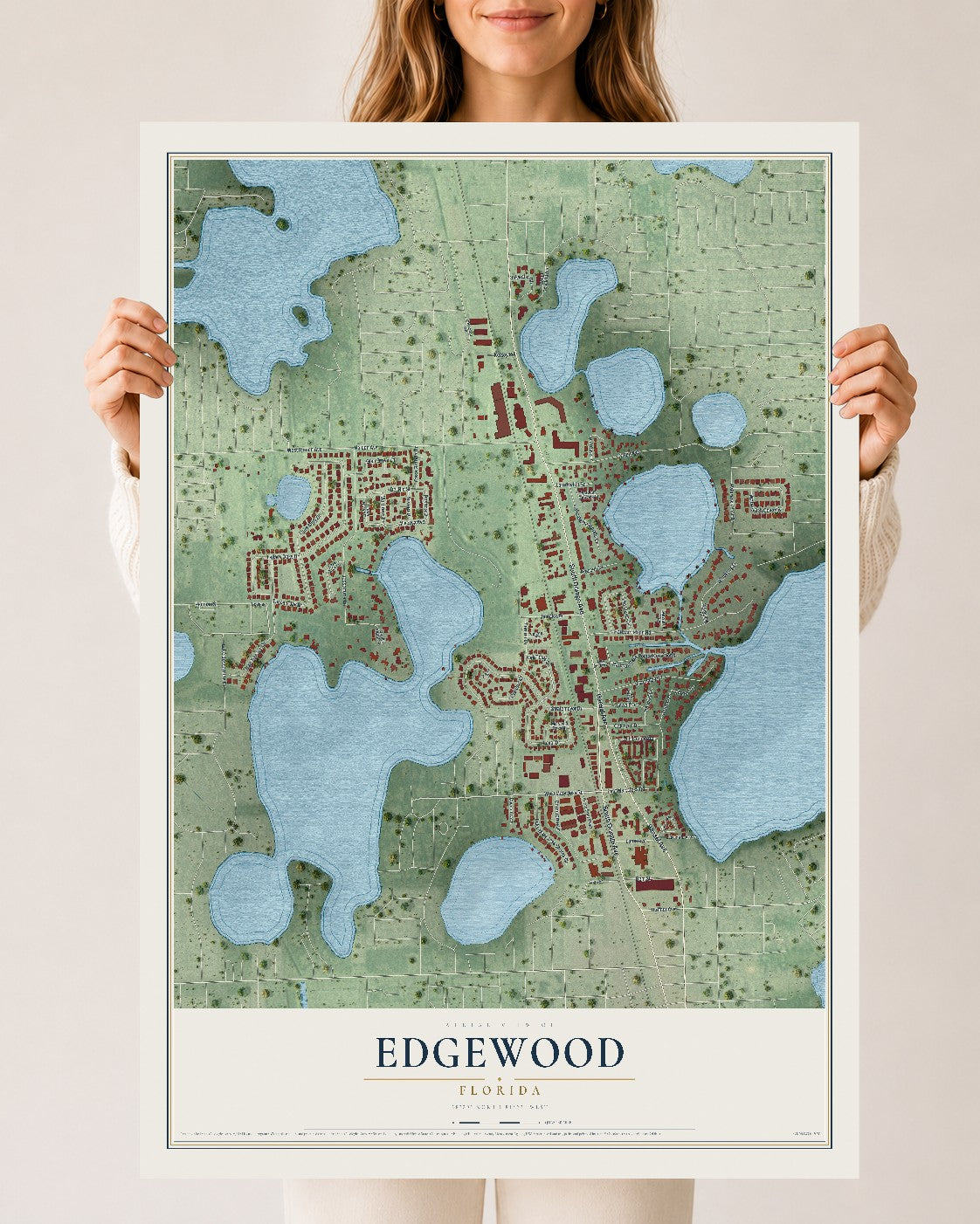 Edgewood, Florida map print, 24" x 36" Archival Matte Print mockup