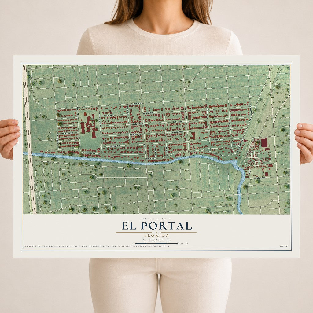 El Portal, Florida map print, 18" x 24" Archival Matte Print mockup