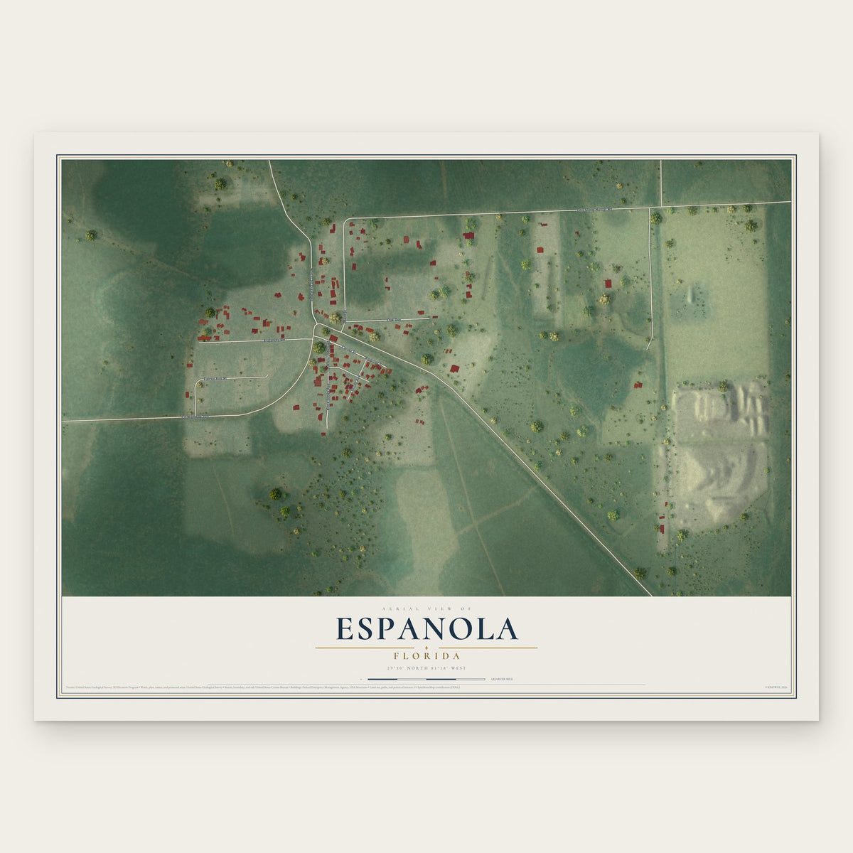 Espanola, Florida map print, the full design