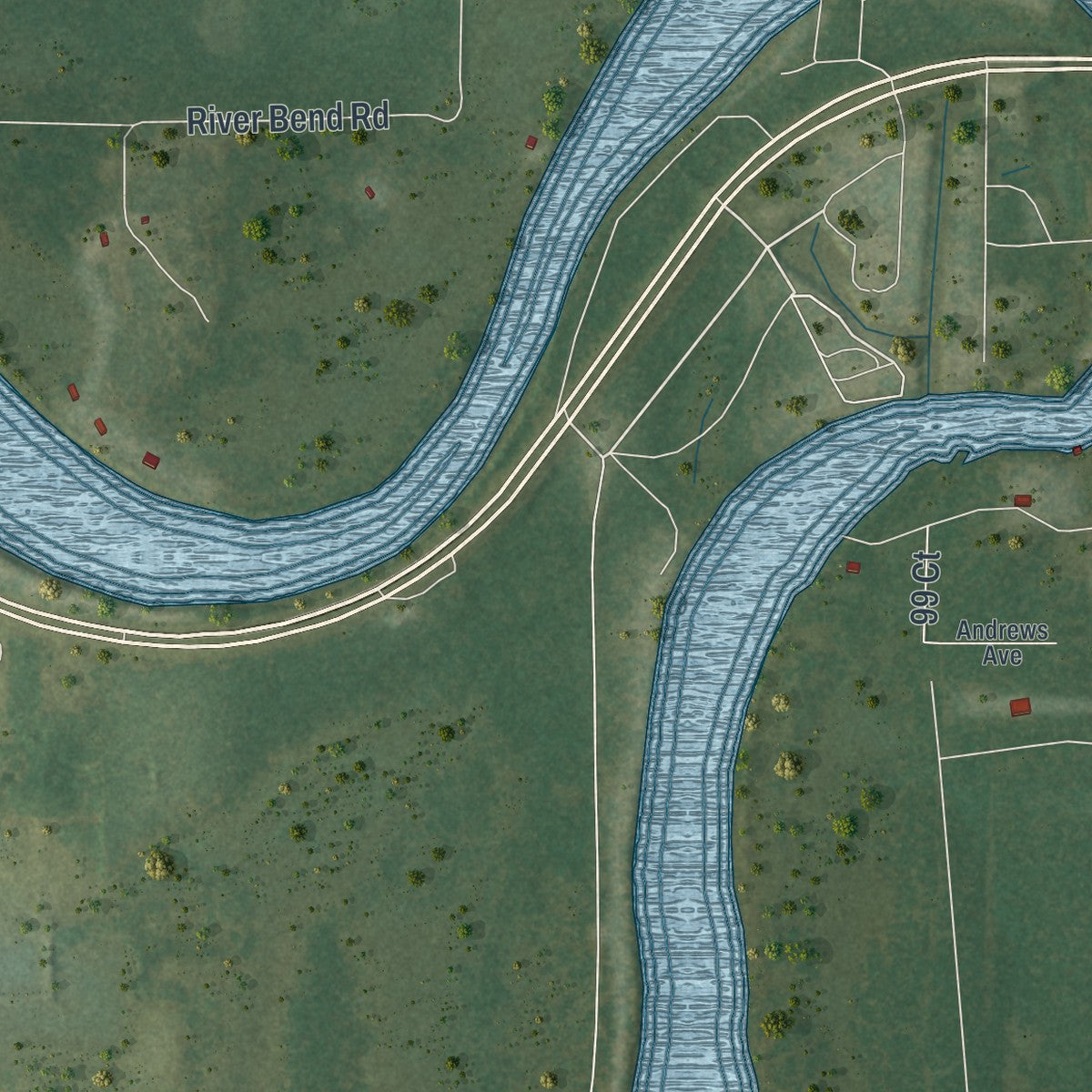 Close-up 1 of the Fanning Springs, Florida map artwork