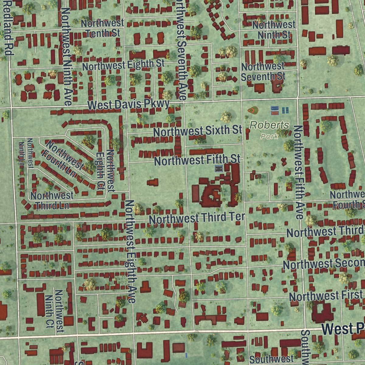 Close-up 1 of the Florida City, Florida map artwork