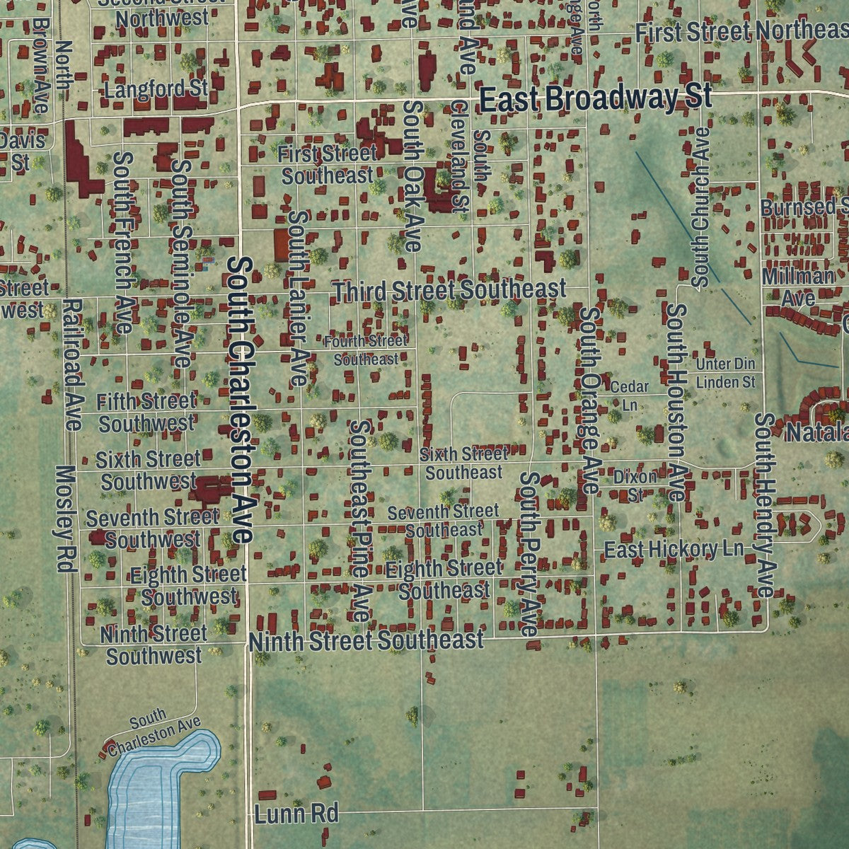 Close-up 1 of the Fort Meade, Florida map artwork