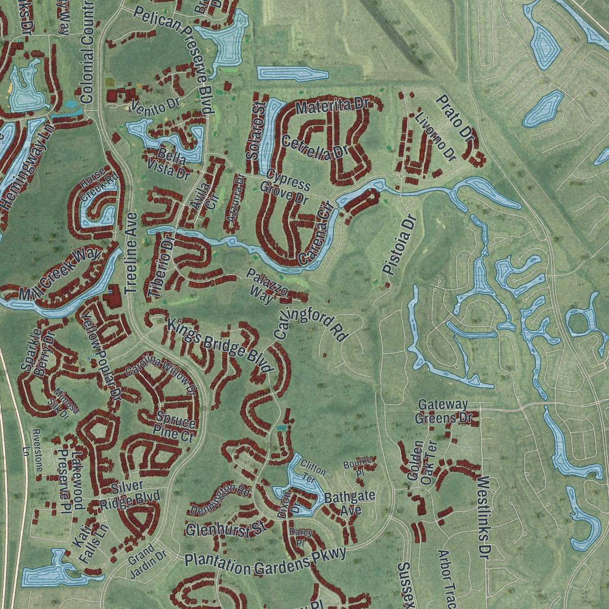 Close-up 2 of the Fort Myers, Florida map artwork