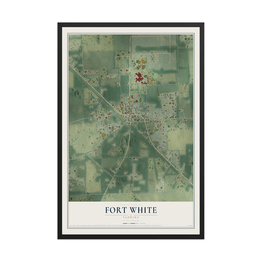 Map of Fort White, Florida, 12 x 18 inch print in a black wood frame
