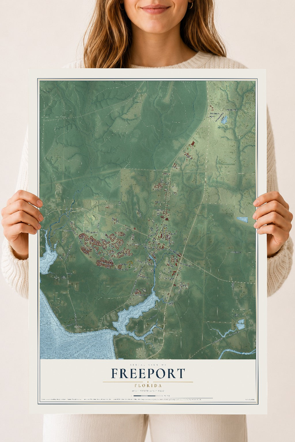 Freeport, Florida map print, 18" x 24" Archival Matte Print mockup