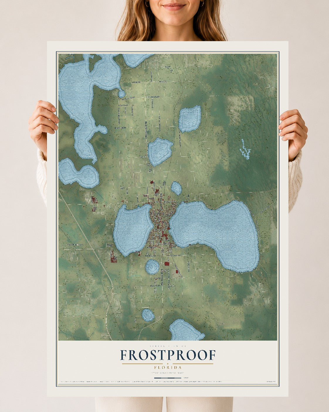 Frostproof, Florida map print, 24" x 36" Archival Matte Print mockup