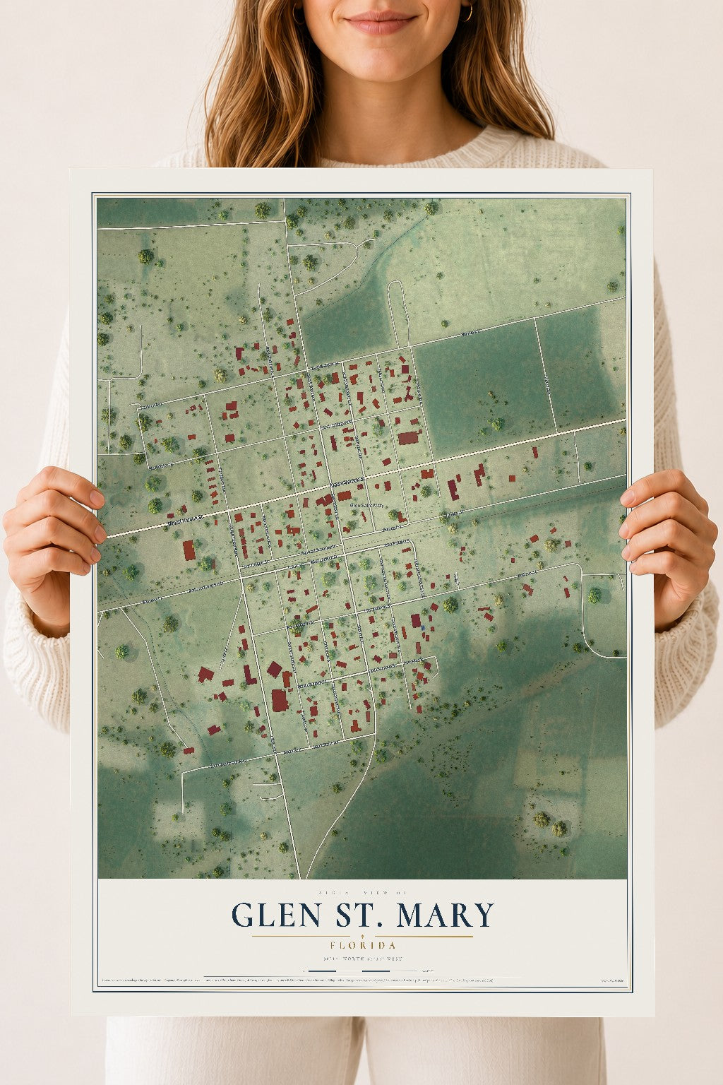 Glen St. Mary, Florida map print, 18" x 24" Archival Matte Print mockup