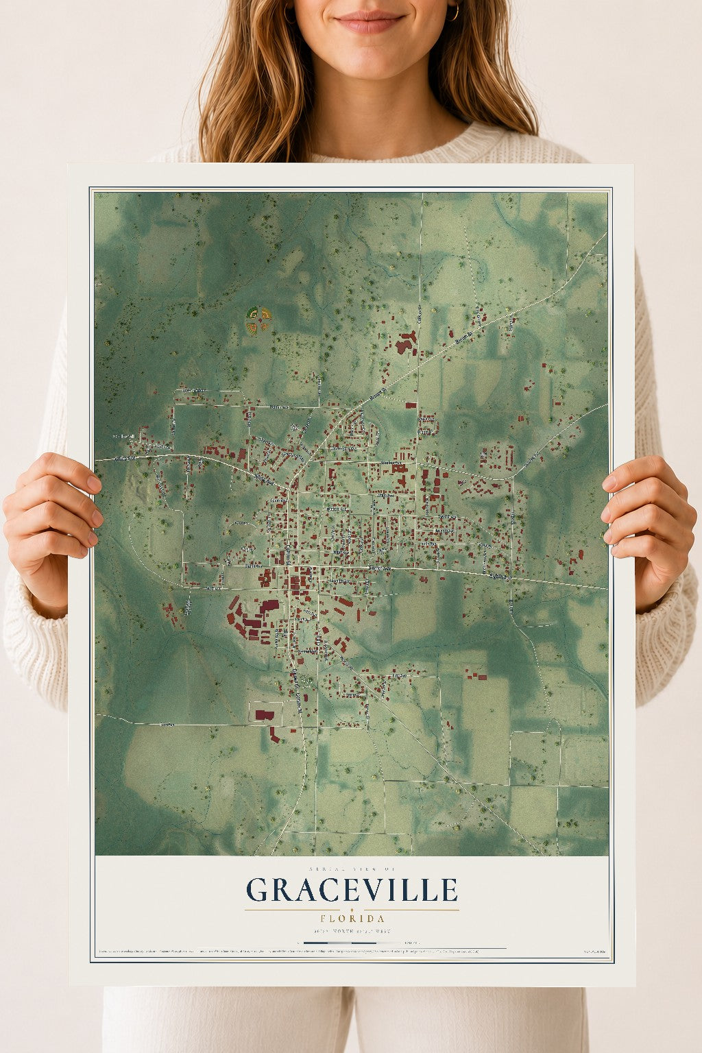 Graceville, Florida map print, 18" x 24" Archival Matte Print mockup