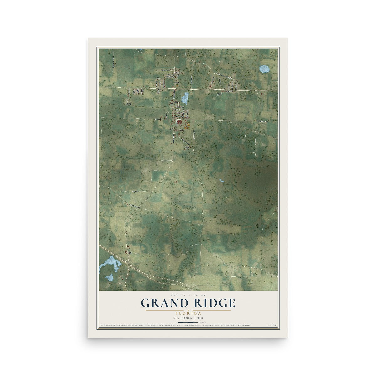 Grand Ridge, Florida map print, 12" x 18" Archival Matte Print mockup