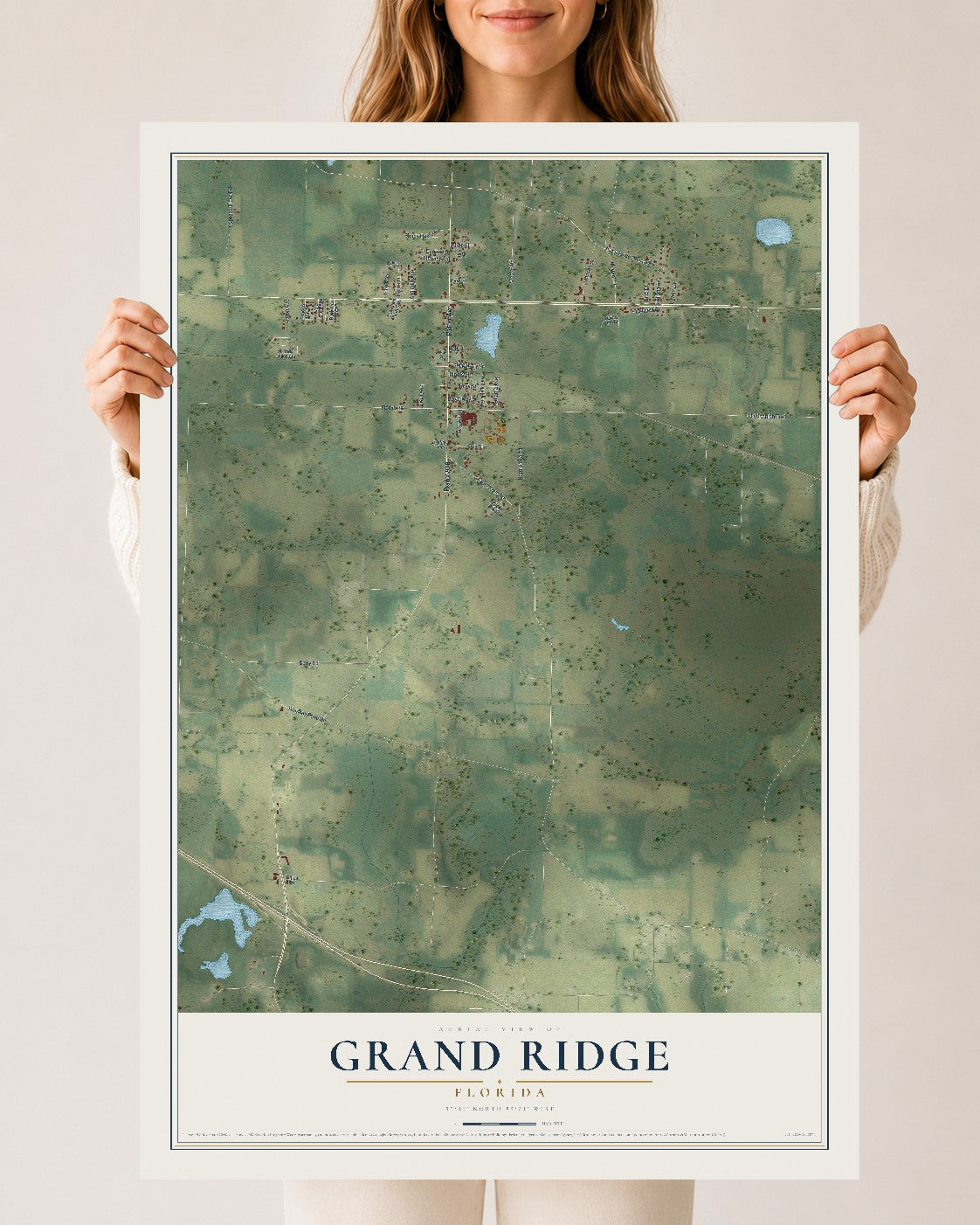 Grand Ridge, Florida map print, 24" x 36" Archival Matte Print mockup