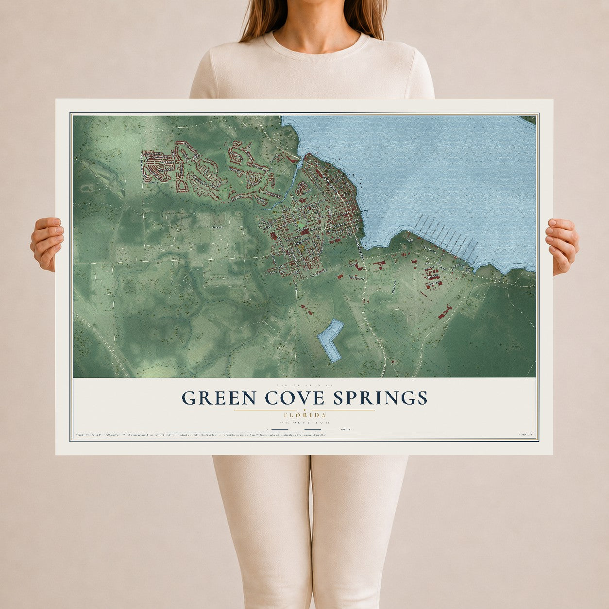 Green Cove Springs, Florida map print, 24" x 36" Archival Matte Print mockup
