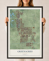 Map of Greenacres, Florida, 24 x 36 inch print in a black wood frame