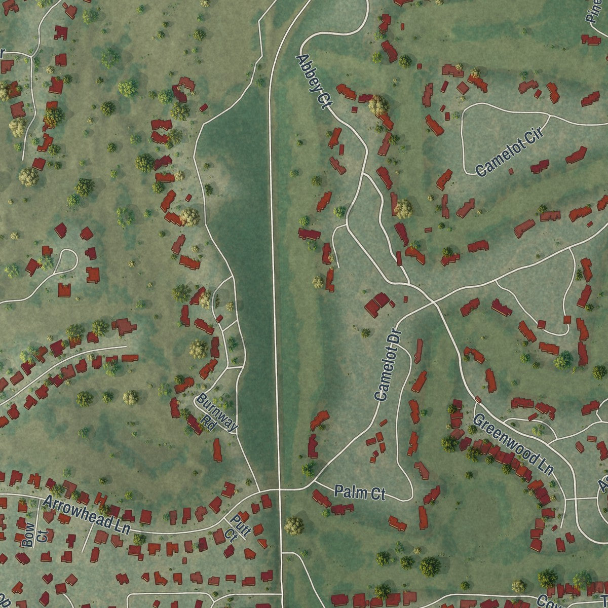 Close-up of the map of Grenelefe, Florida print showing street and building detail