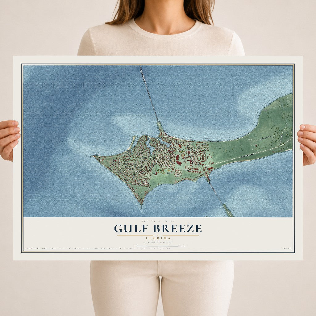 Gulf Breeze, Florida map print, 18" x 24" Archival Matte Print mockup
