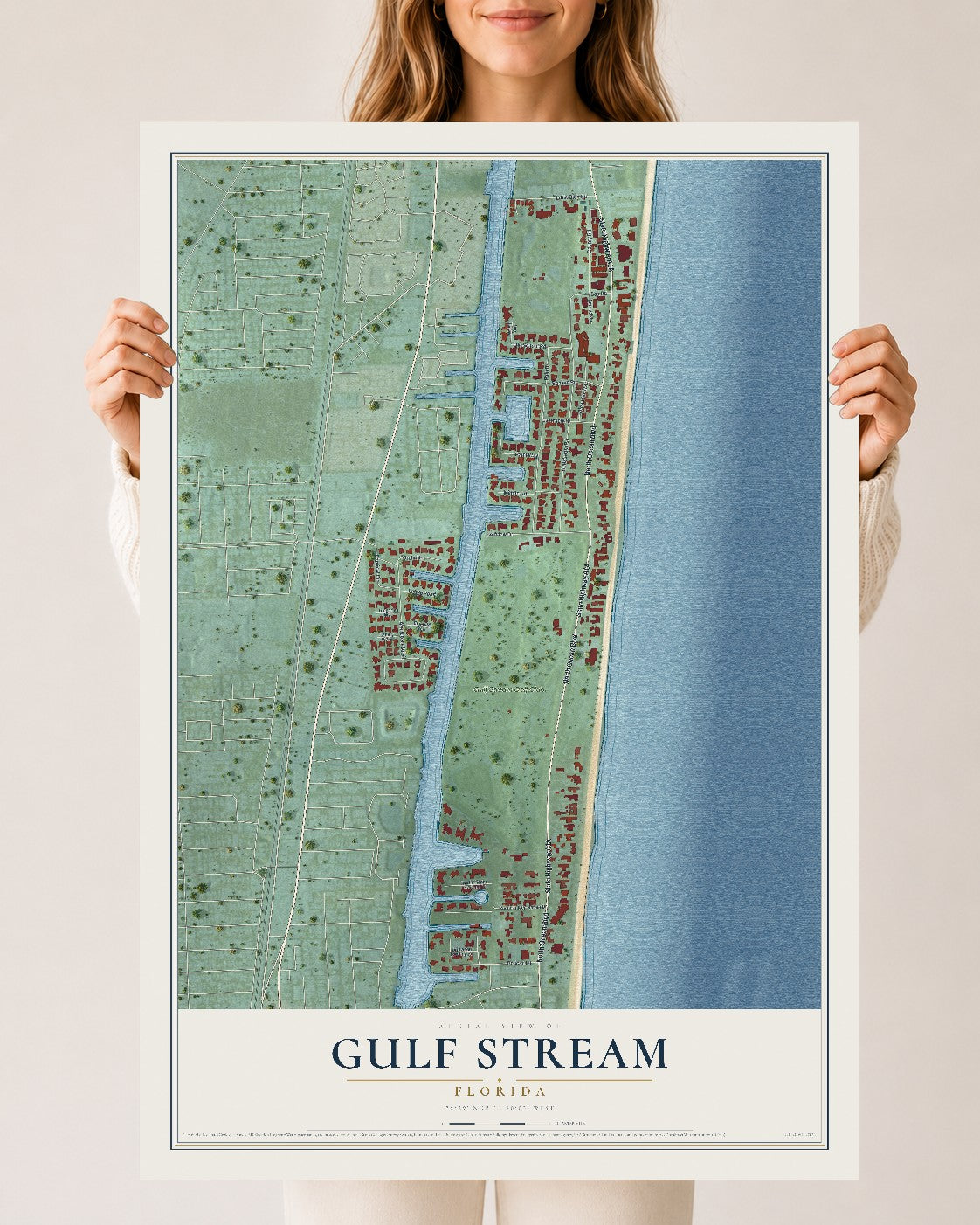 Gulf Stream, Florida map print, 24" x 36" Archival Matte Print mockup