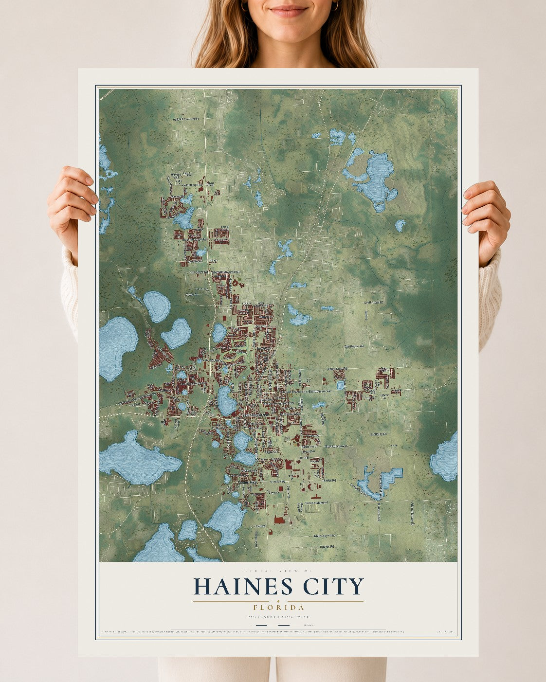 Haines City, Florida map print, 24" x 36" Archival Matte Print mockup