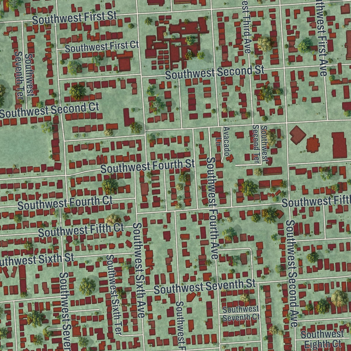 Close-up 1 of the Hallandale Beach, Florida map artwork