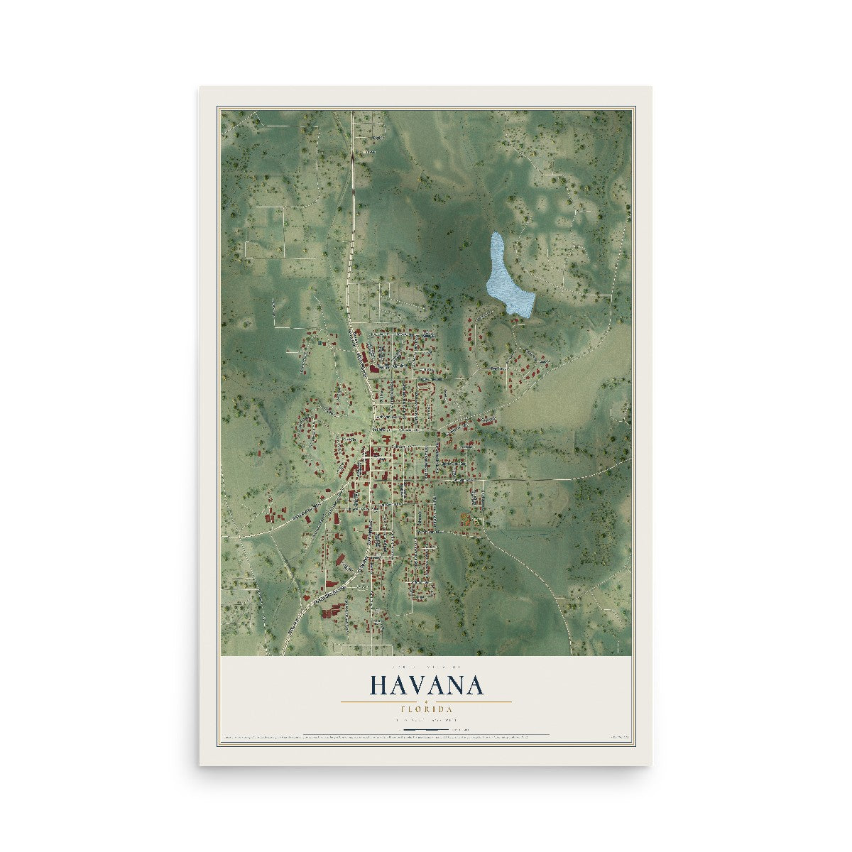 Havana, Florida map print, 12" x 18" Archival Matte Print mockup