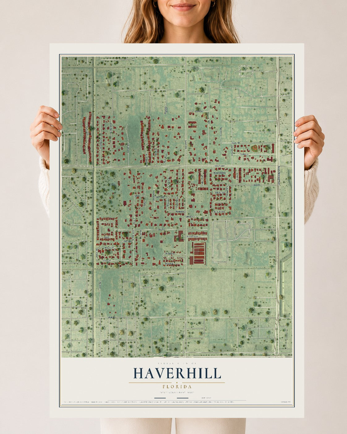 Haverhill, Florida map print, 24" x 36" Archival Matte Print mockup