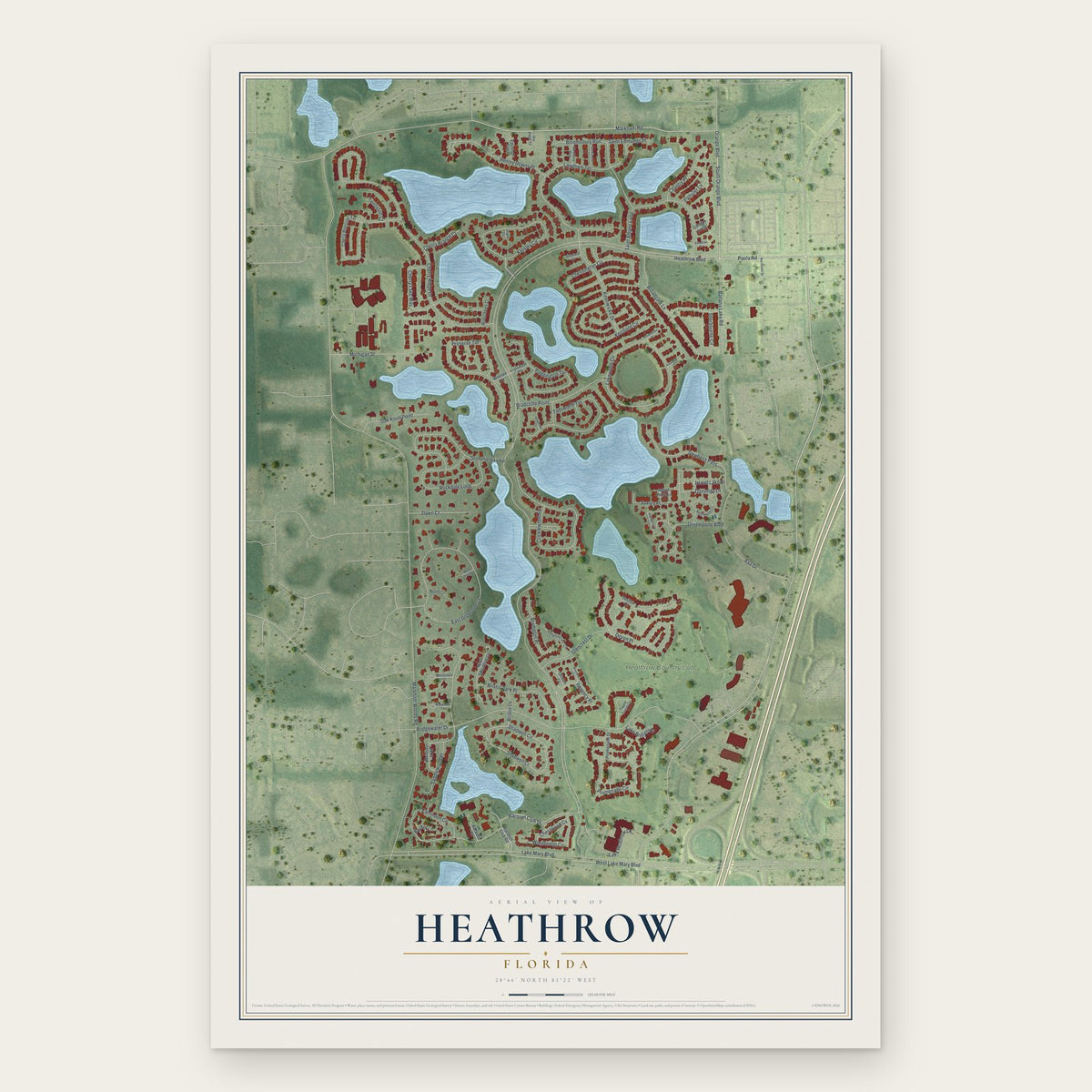 Heathrow, Florida map print, the full design