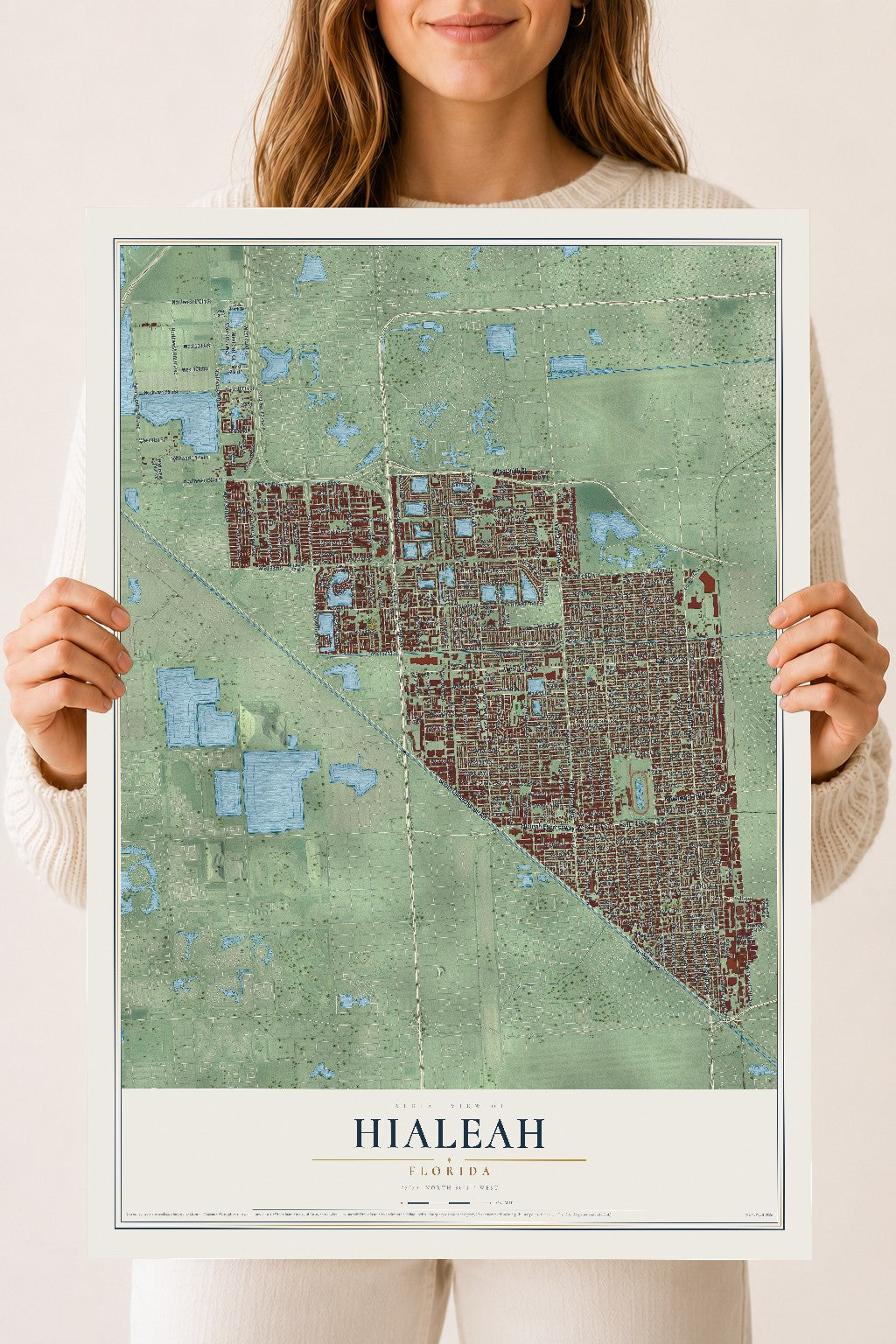 Hialeah, Florida map print, 18" x 24" Archival Matte Print mockup