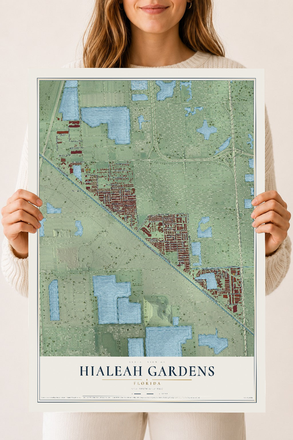 Hialeah Gardens, Florida map print, 18" x 24" Archival Matte Print mockup