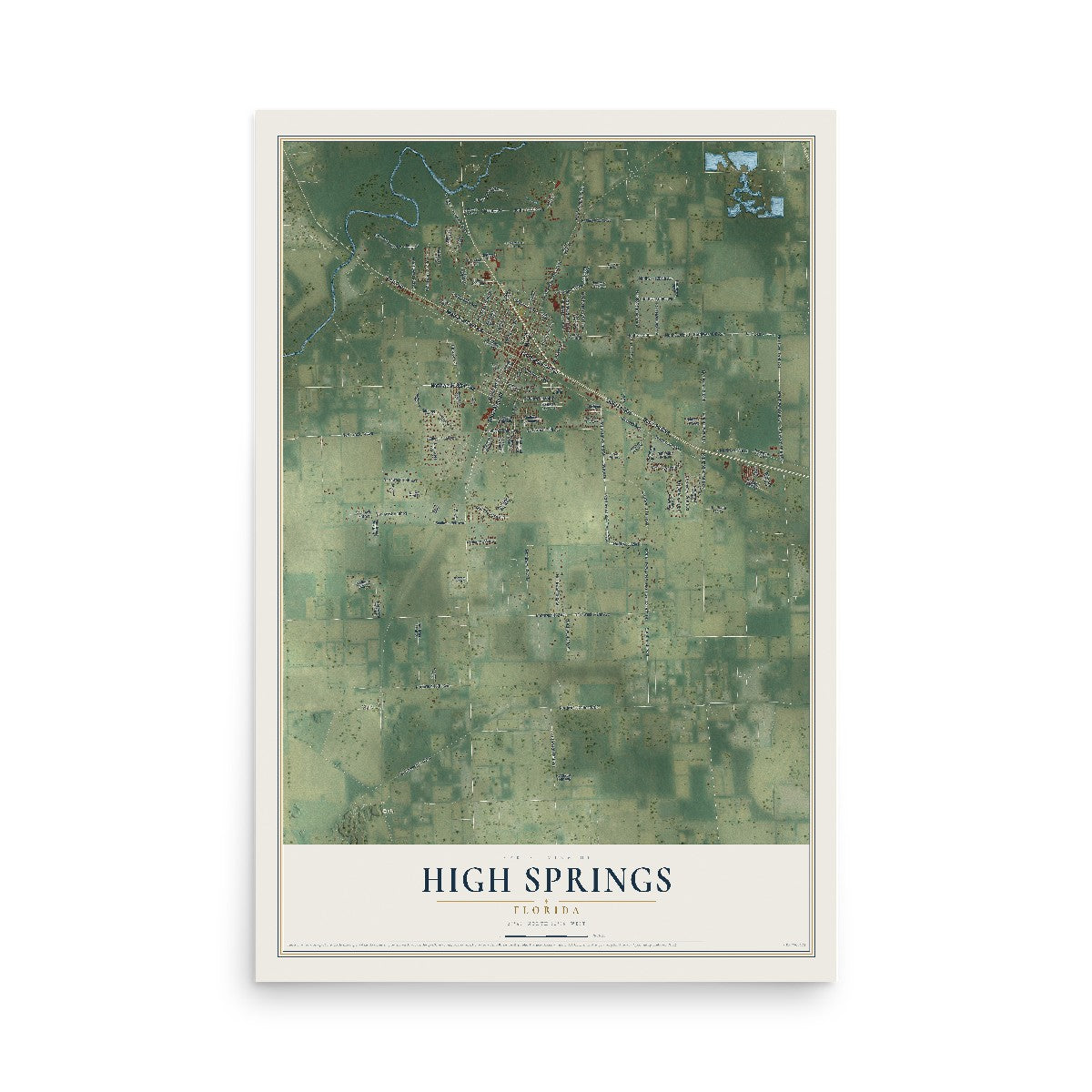 High Springs, Florida map print, 12" x 18" Archival Matte Print mockup