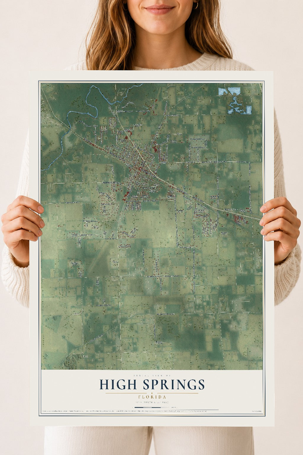High Springs, Florida map print, 18" x 24" Archival Matte Print mockup