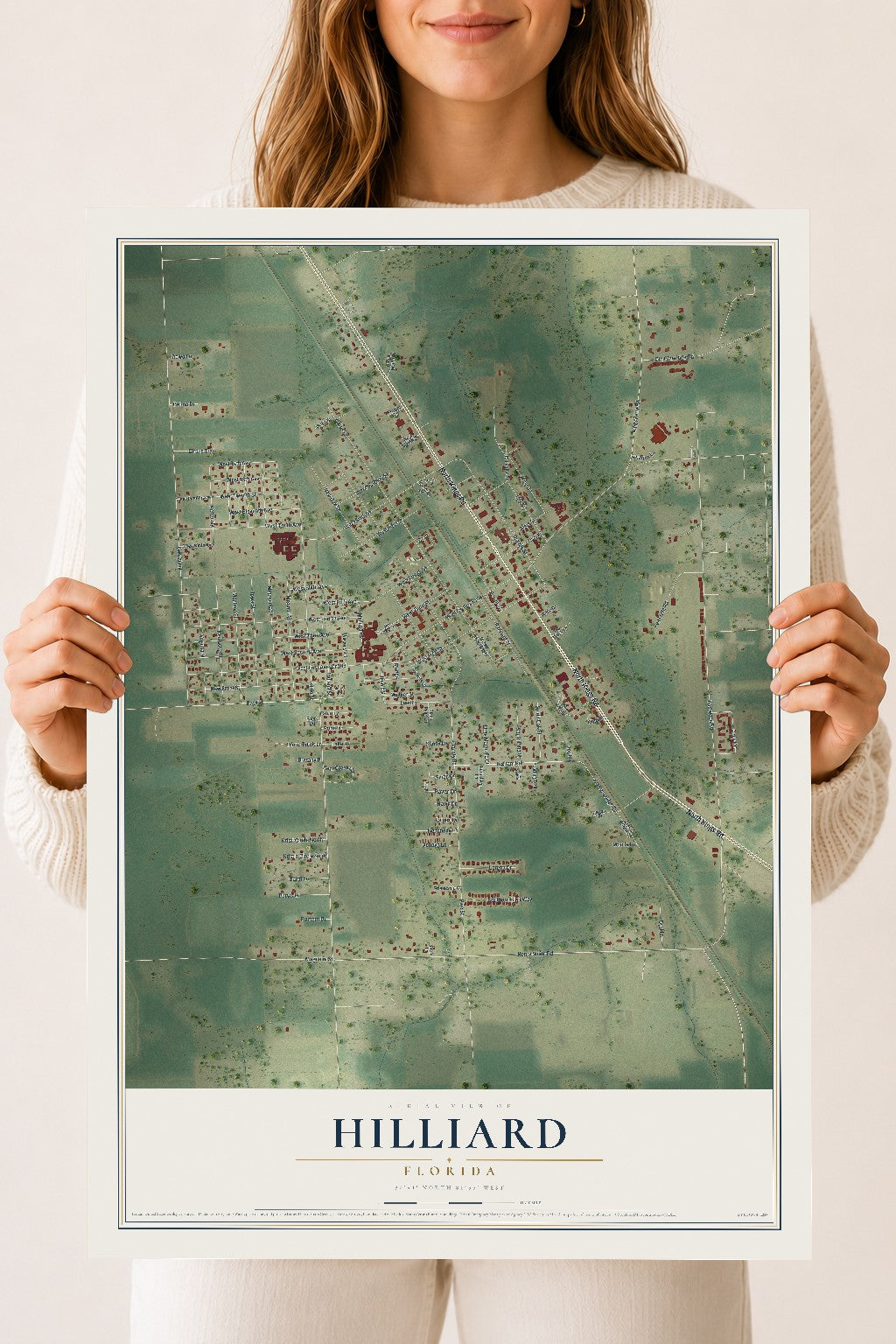 Hilliard, Florida map print, 18" x 24" Archival Matte Print mockup