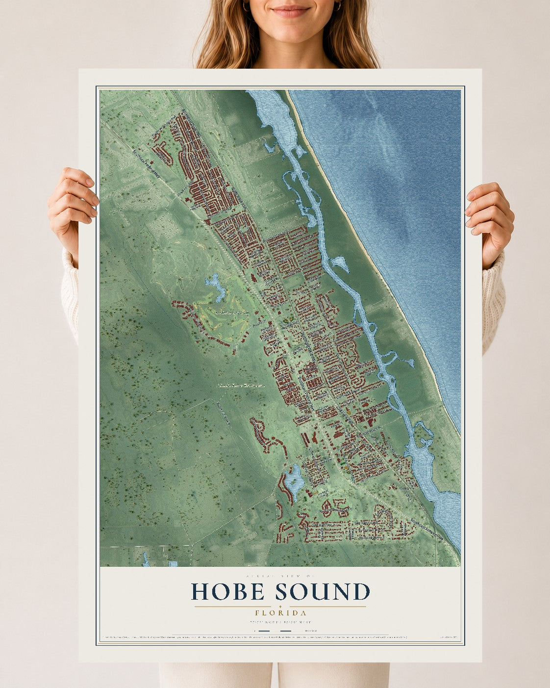 Hobe Sound, Florida map print, 24" x 36" Archival Matte Print mockup