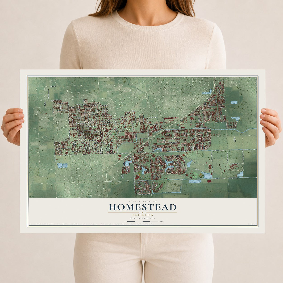 Homestead, Florida map print, 12" x 18" Archival Matte Print mockup