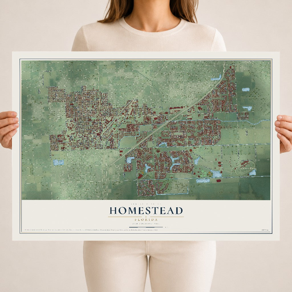 Homestead, Florida map print, 18" x 24" Archival Matte Print mockup