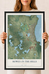 Map of Howey-in-the-Hills, Florida, 18 x 24 inch print in a black wood frame