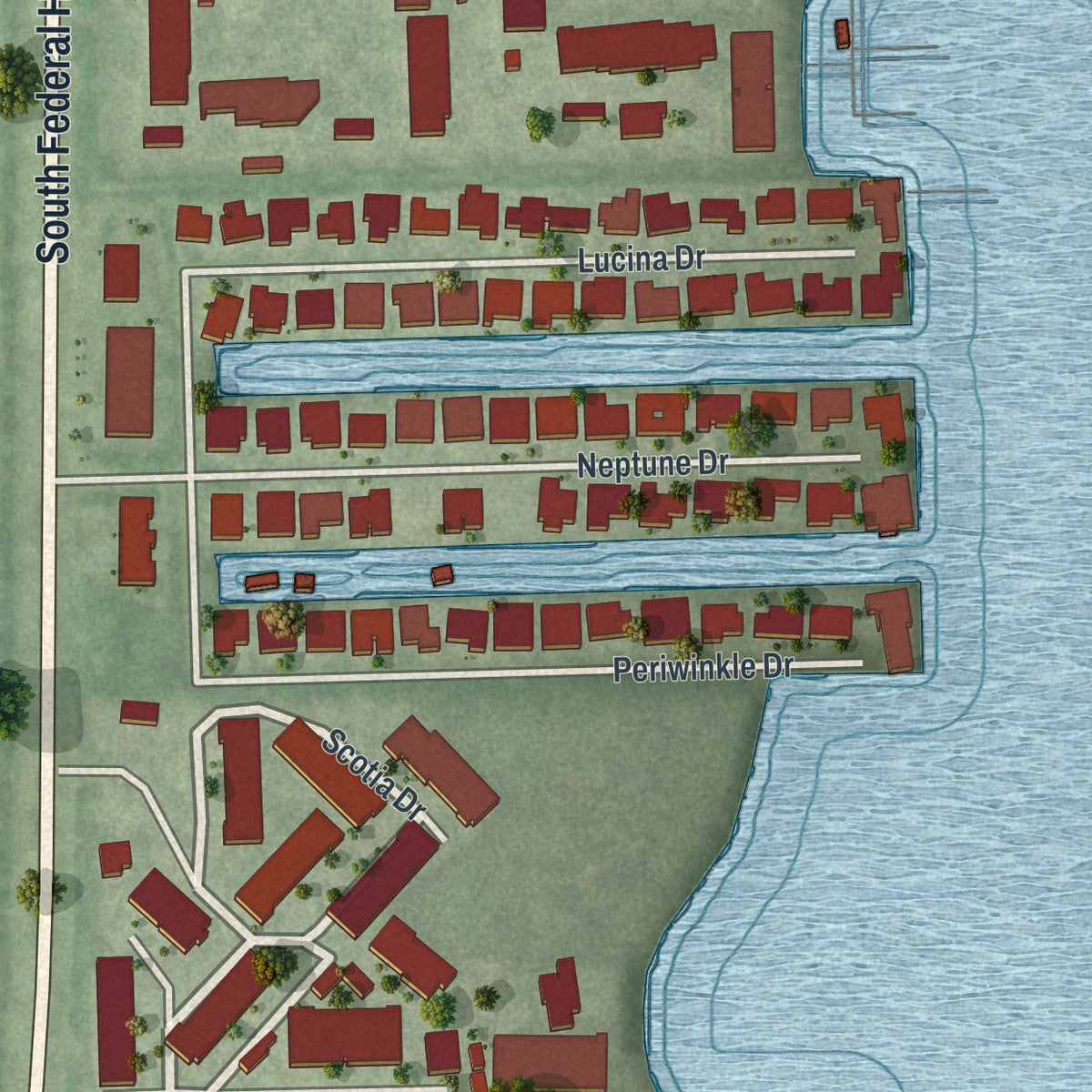 Close-up 1 of the Hypoluxo, Florida map artwork