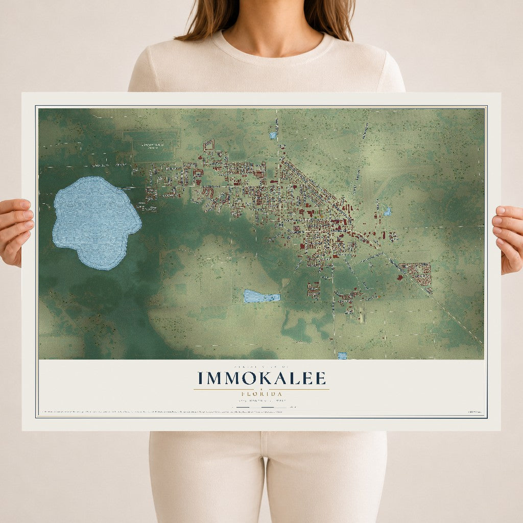 Immokalee, Florida map print, 18" x 24" Archival Matte Print mockup