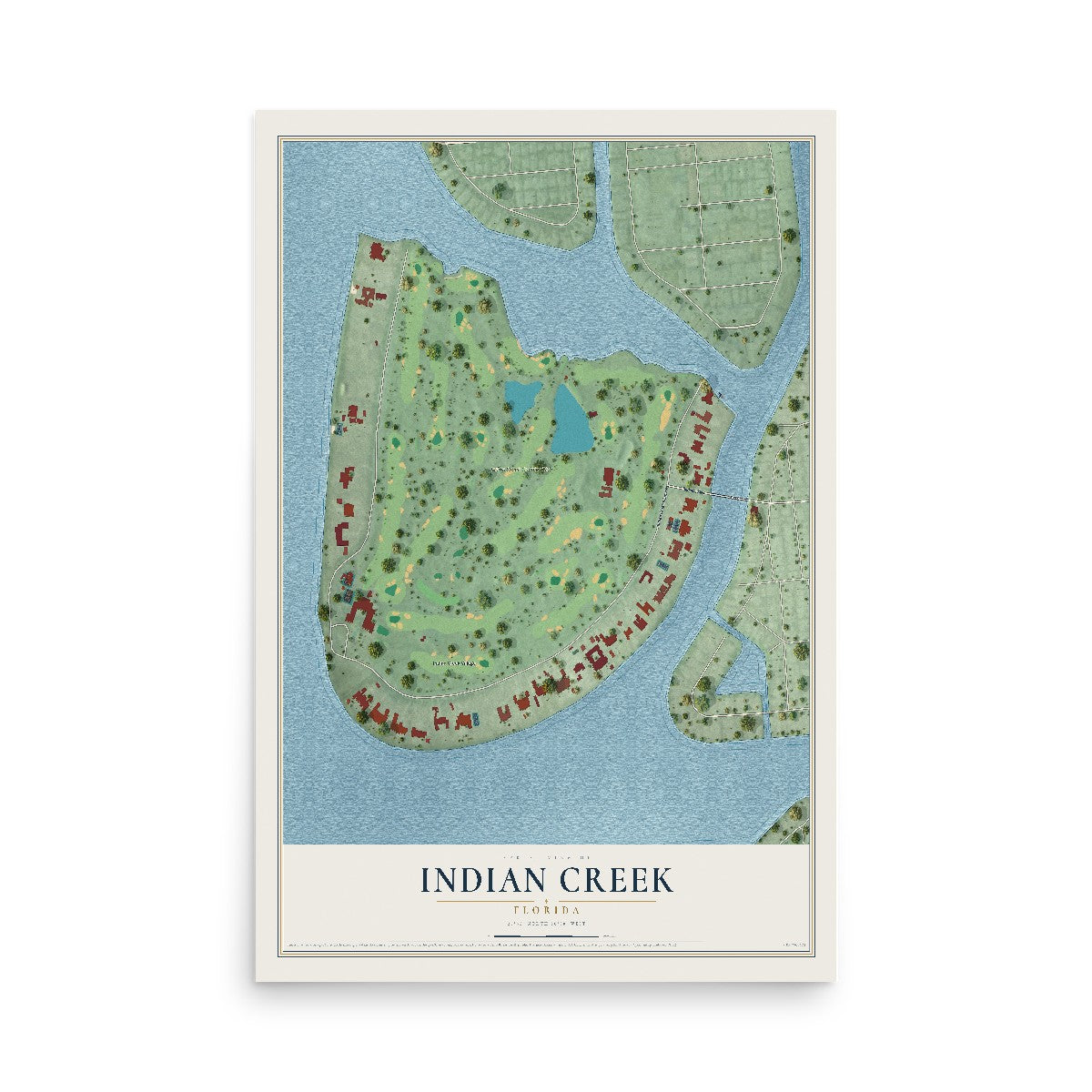 Indian Creek, Florida map print, 12" x 18" Archival Matte Print mockup