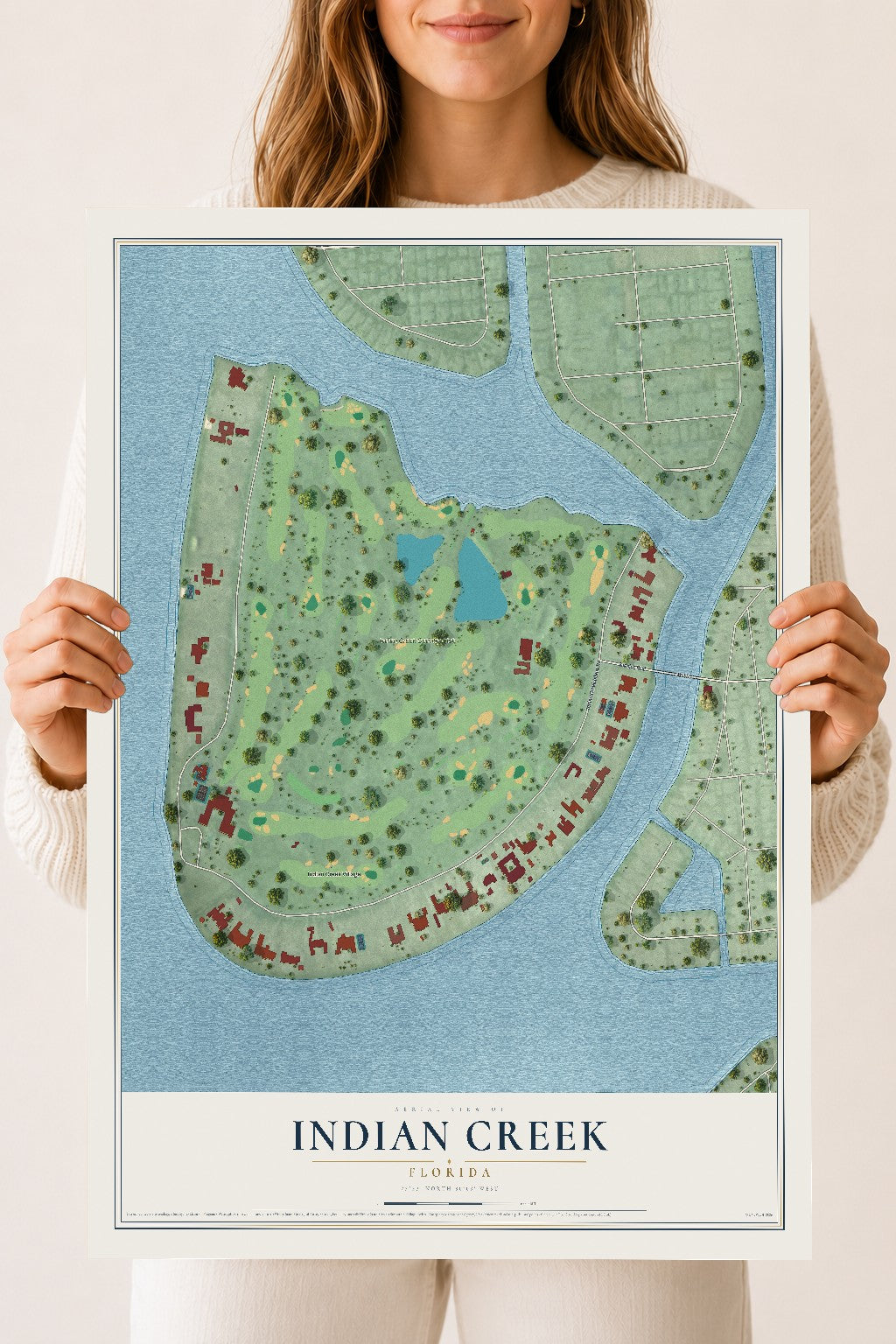 Indian Creek, Florida map print, 18" x 24" Archival Matte Print mockup
