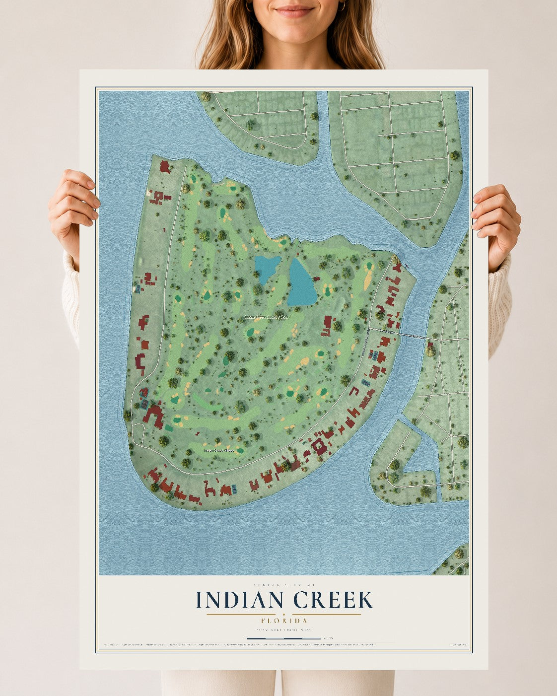 Indian Creek, Florida map print, 24" x 36" Archival Matte Print mockup