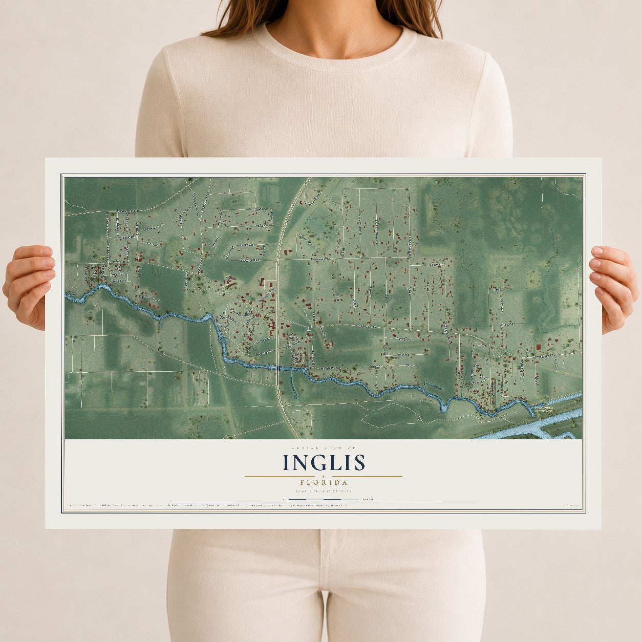 Inglis, Florida map print, 12" x 18" Archival Matte Print mockup
