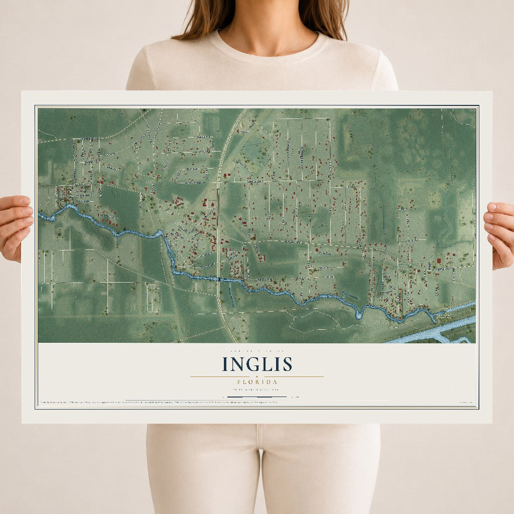 Inglis, Florida map print, 18" x 24" Archival Matte Print mockup