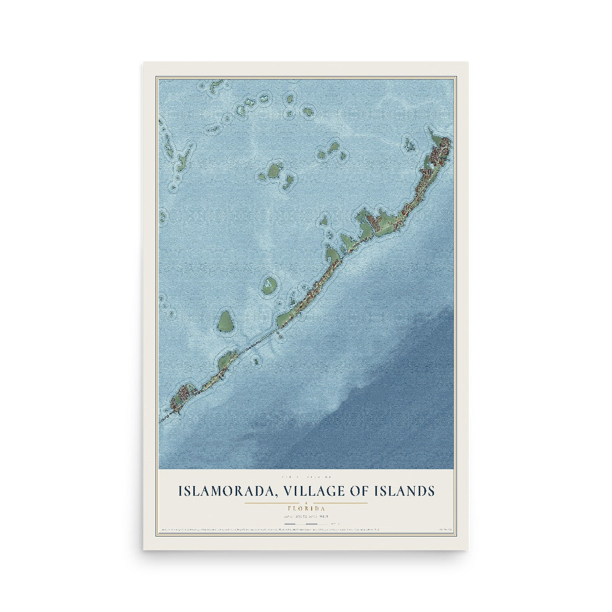 Map of Islamorada, Village of Islands, Florida, 12 x 18 inch unframed archival matte print