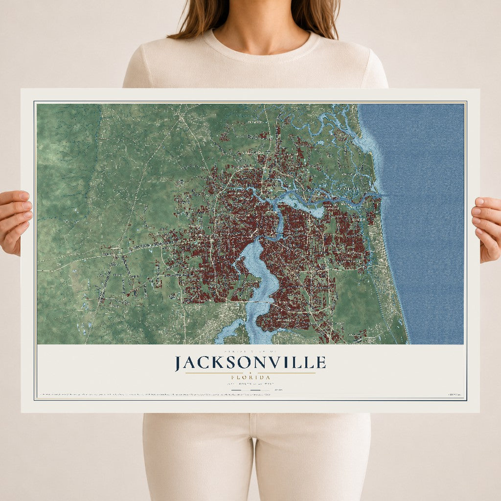 Jacksonville, Florida map print, 18" x 24" Archival Matte Print mockup