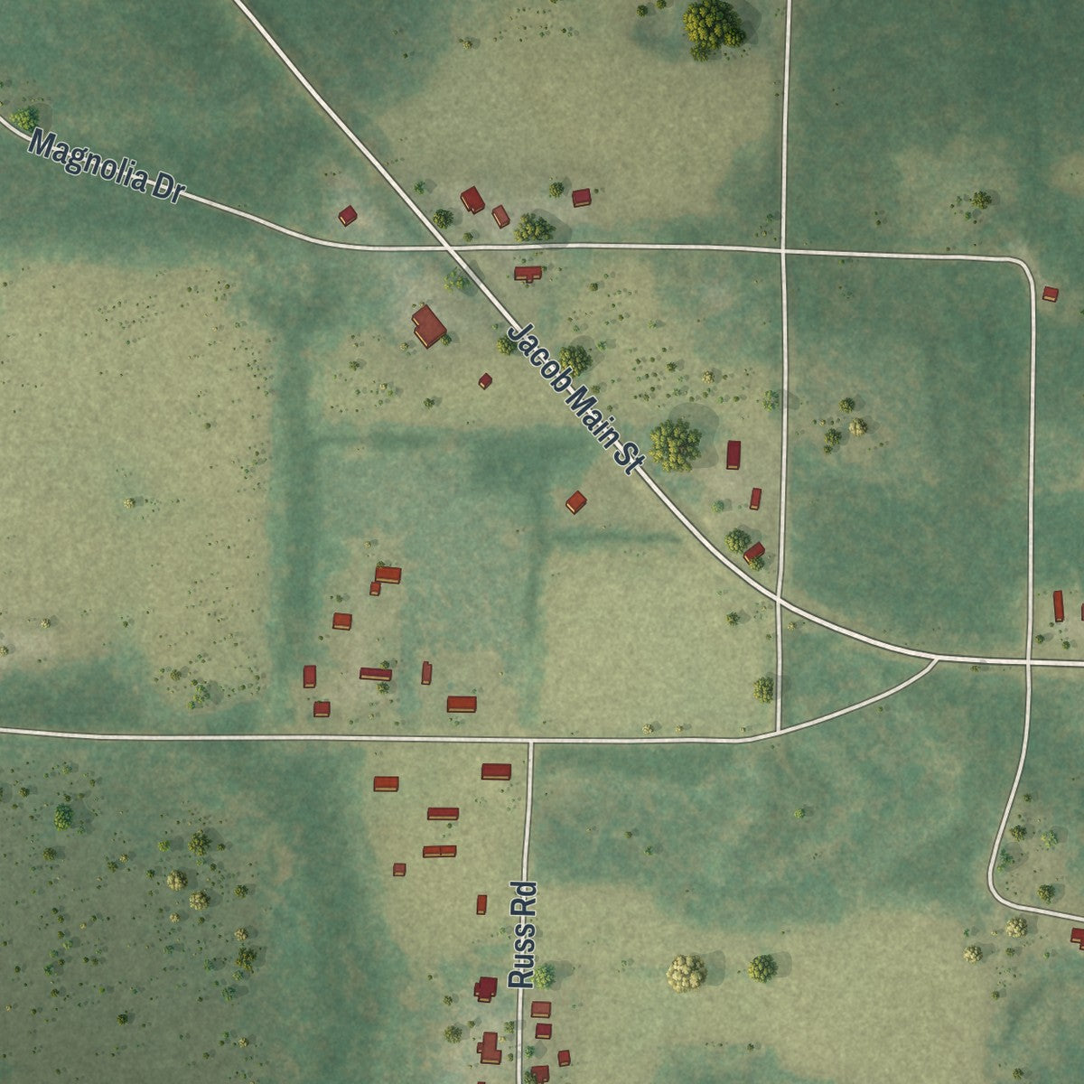 Close-up 1 of the Jacob City, Florida map artwork