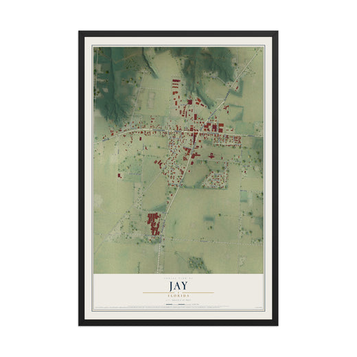Map of Jay, Florida, 12 x 18 inch print in a black wood frame
